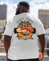 Men's Plus Size Street Fashion Trust No One Handshake Print Round Neck Short Sleeve T-Shirt